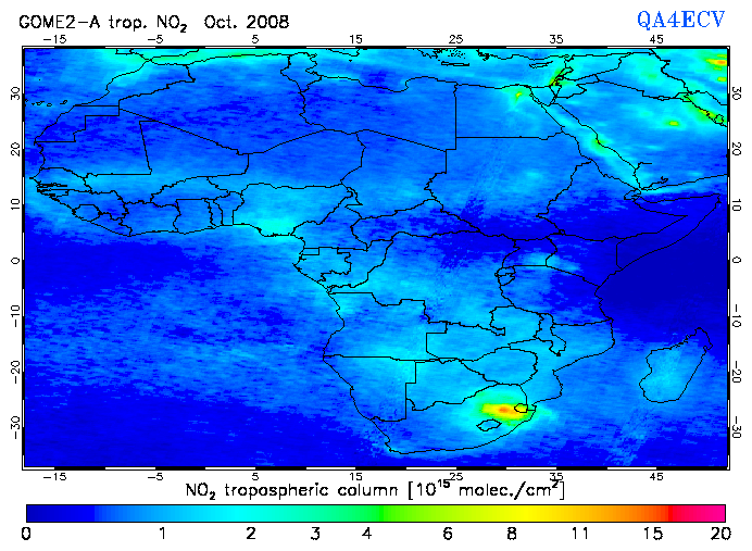 Regional Tropospheric NO2 of October 2008