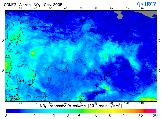 Regional Tropospheric NO2 of October 2008