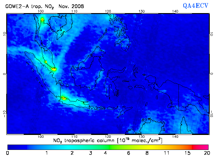 Regional Tropospheric NO2 of November 2008