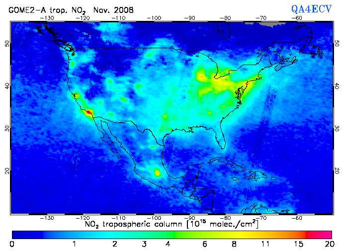 Regional Tropospheric NO2 of November 2008