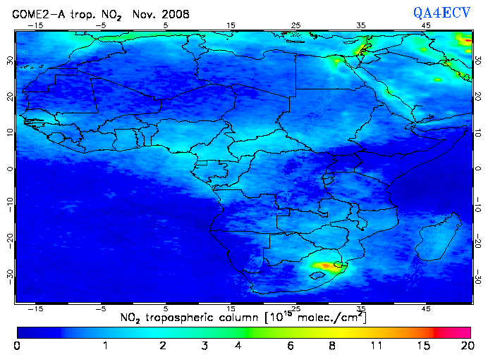 Regional Tropospheric NO2 of November 2008