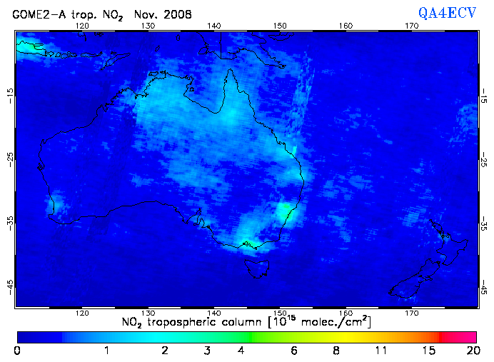 Regional Tropospheric NO2 of November 2008