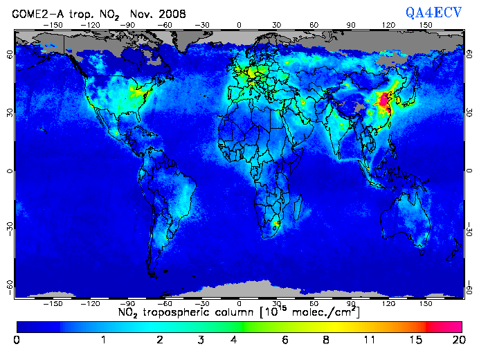 Regional Tropospheric NO2 of November 2008