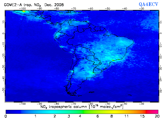 Regional Tropospheric NO2 of December 2008