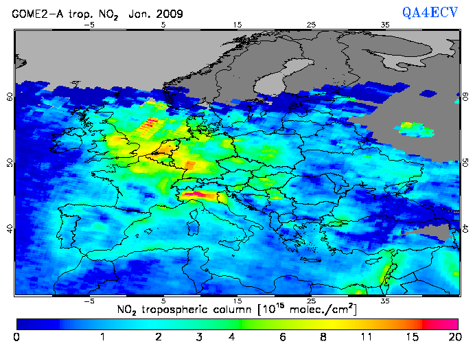 Regional Tropospheric NO2 of January 2009