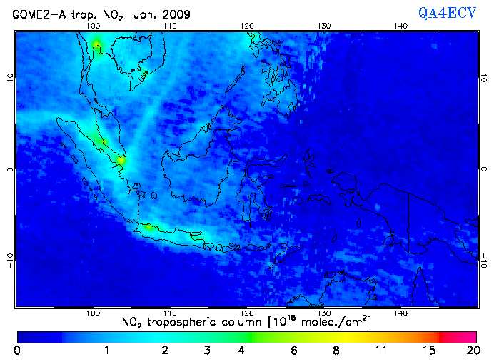 Regional Tropospheric NO2 of January 2009