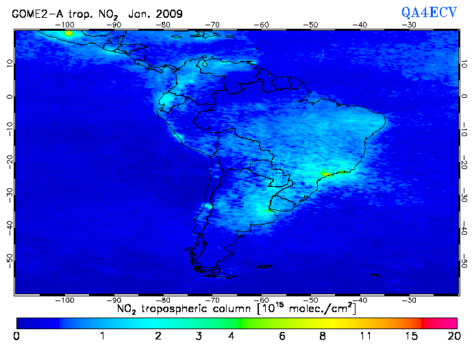 Regional Tropospheric NO2 of January 2009