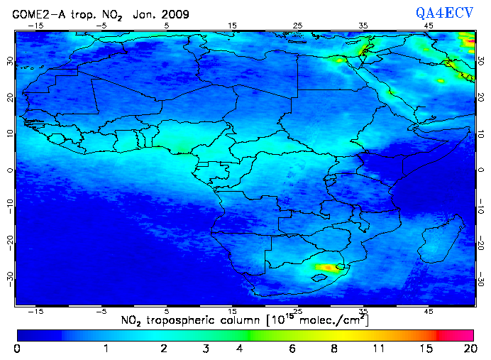 Regional Tropospheric NO2 of January 2009