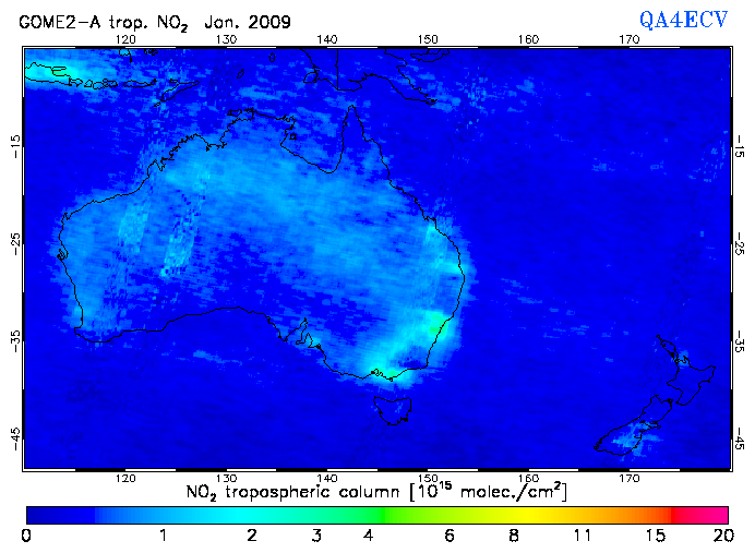 Regional Tropospheric NO2 of January 2009