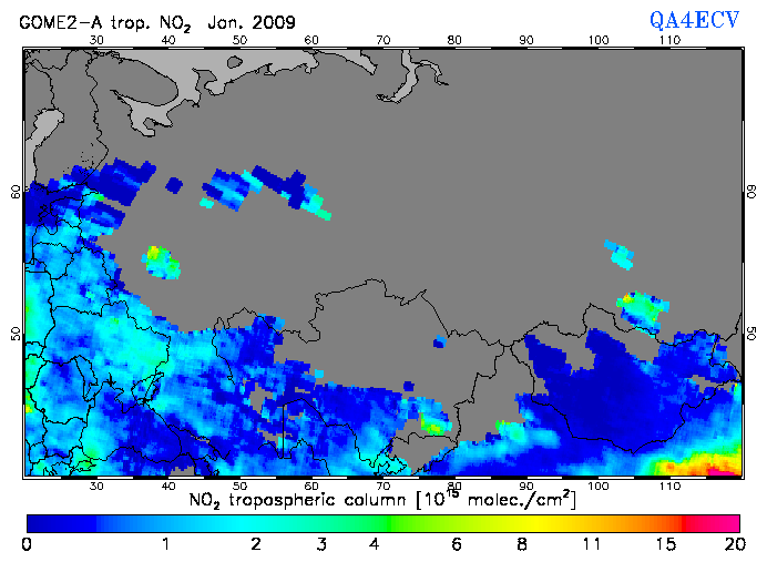 Regional Tropospheric NO2 of January 2009