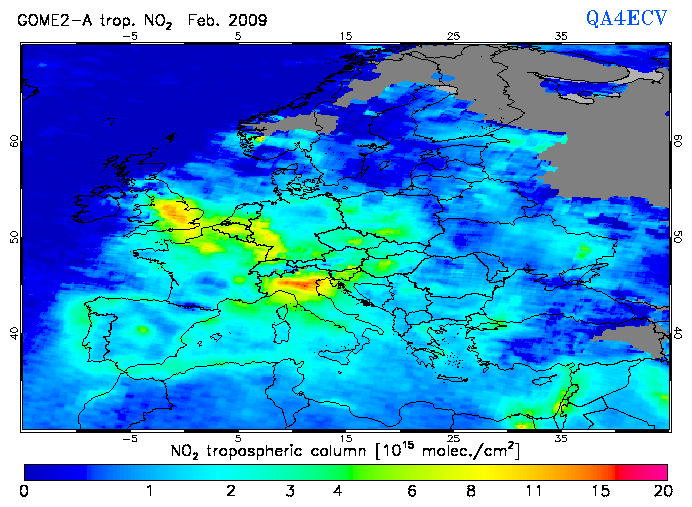 Regional Tropospheric NO2 of February 2009