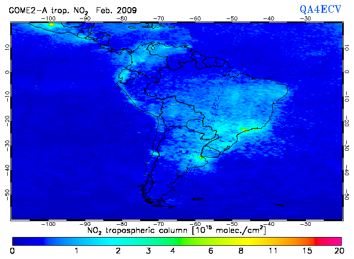 Regional Tropospheric NO2 of February 2009