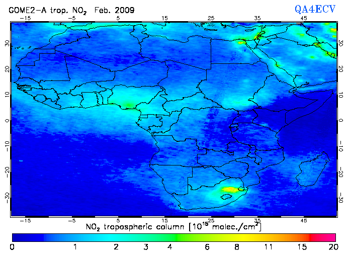 Regional Tropospheric NO2 of February 2009