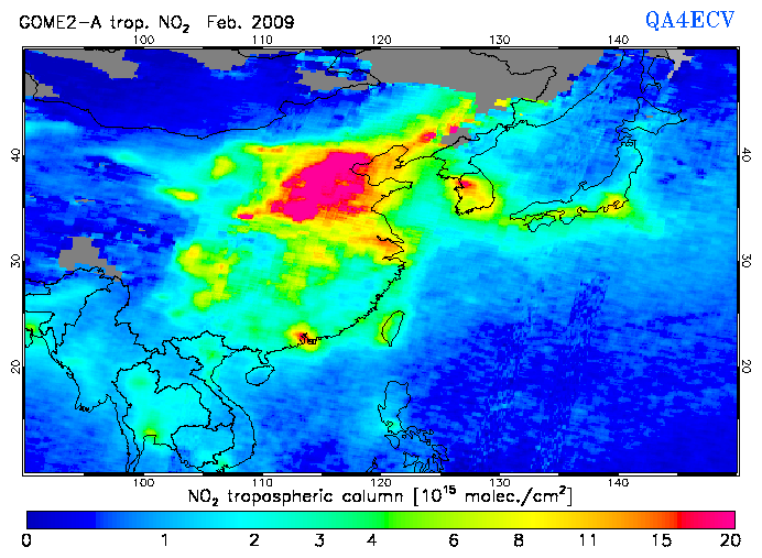 Regional Tropospheric NO2 of February 2009