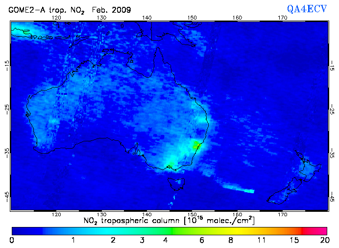 Regional Tropospheric NO2 of February 2009