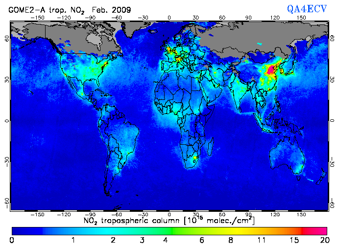 Regional Tropospheric NO2 of February 2009