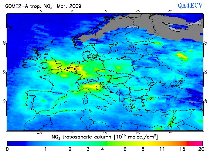 Regional Tropospheric NO2 of March 2009