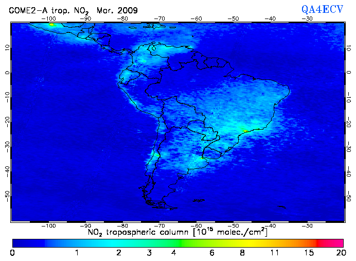 Regional Tropospheric NO2 of March 2009