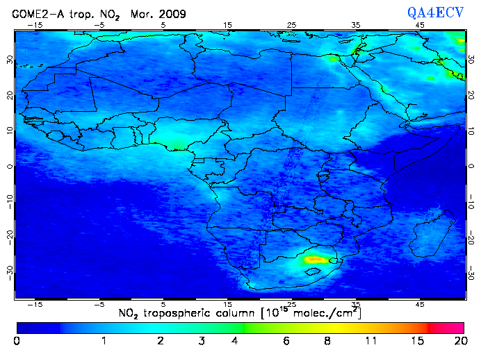 Regional Tropospheric NO2 of March 2009