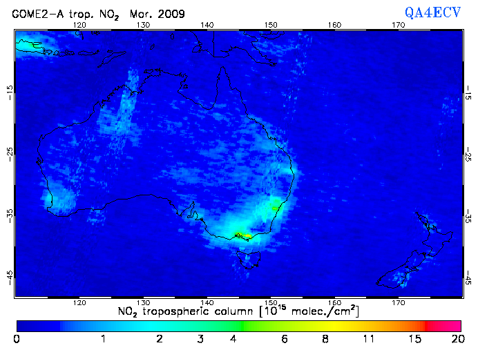 Regional Tropospheric NO2 of March 2009