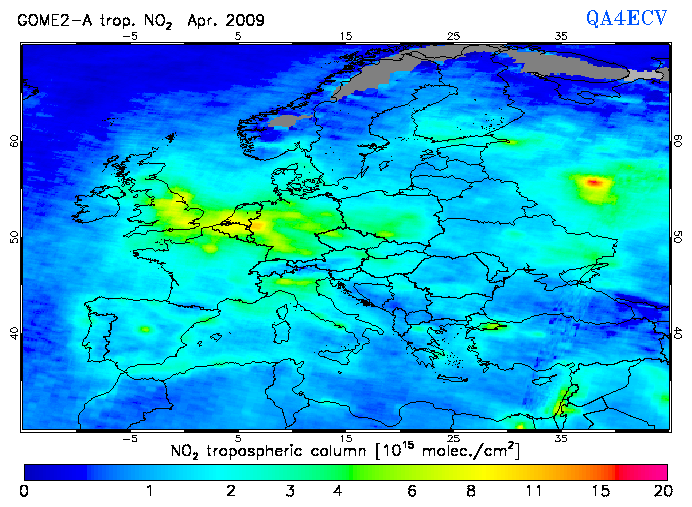 Regional Tropospheric NO2 of April 2009