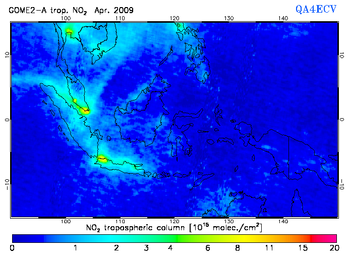 Regional Tropospheric NO2 of April 2009
