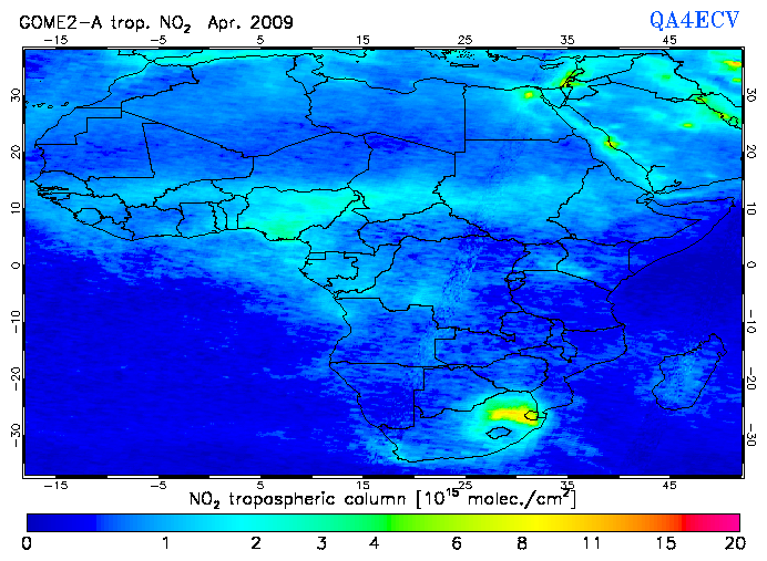 Regional Tropospheric NO2 of April 2009