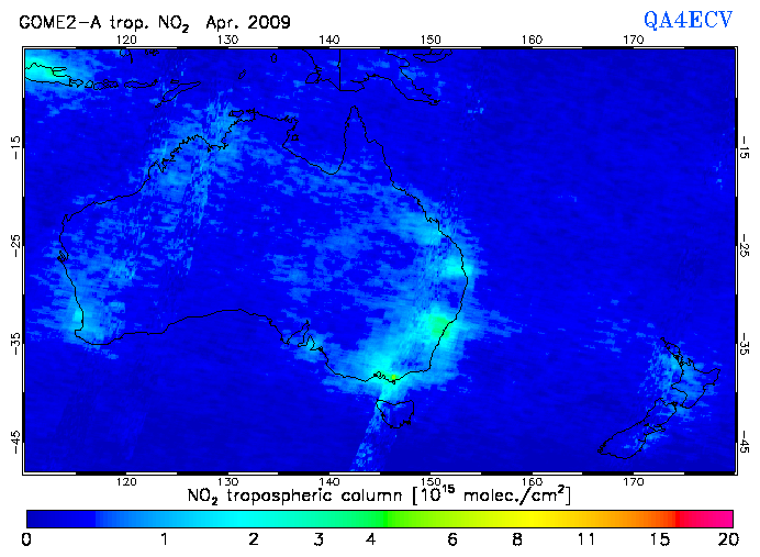 Regional Tropospheric NO2 of April 2009