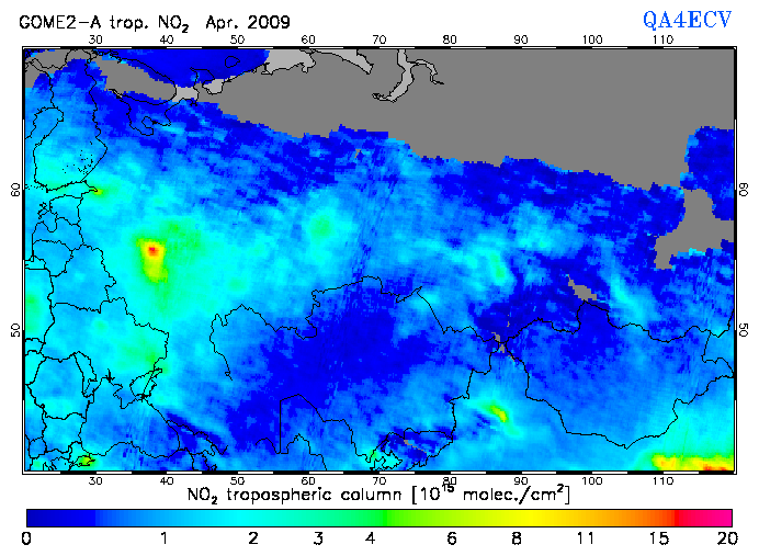 Regional Tropospheric NO2 of April 2009