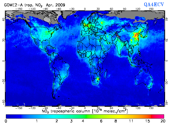 Regional Tropospheric NO2 of April 2009