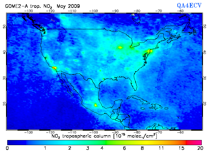 Regional Tropospheric NO2 of May 2009