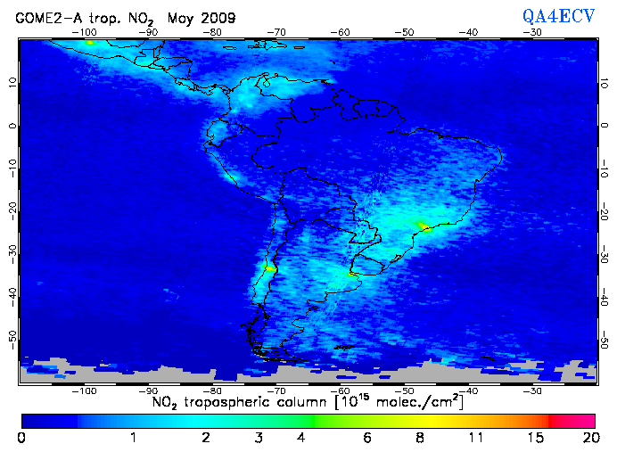 Regional Tropospheric NO2 of May 2009