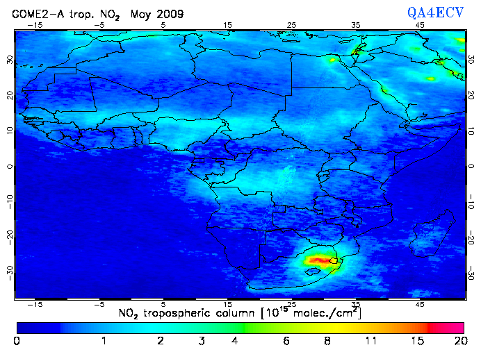 Regional Tropospheric NO2 of May 2009