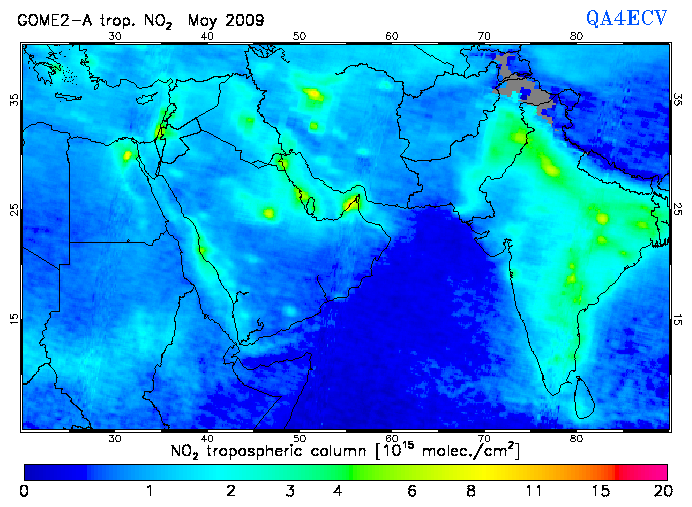Regional Tropospheric NO2 of May 2009
