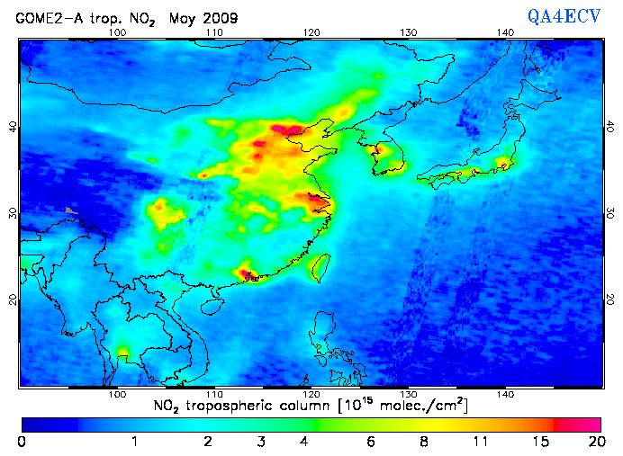 Regional Tropospheric NO2 of May 2009