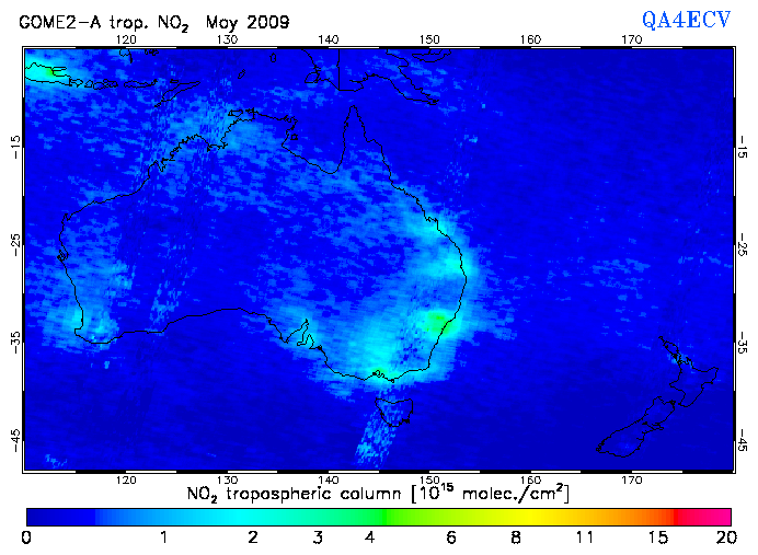 Regional Tropospheric NO2 of May 2009
