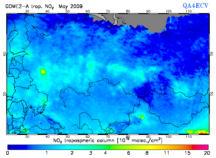 Regional Tropospheric NO2 of May 2009