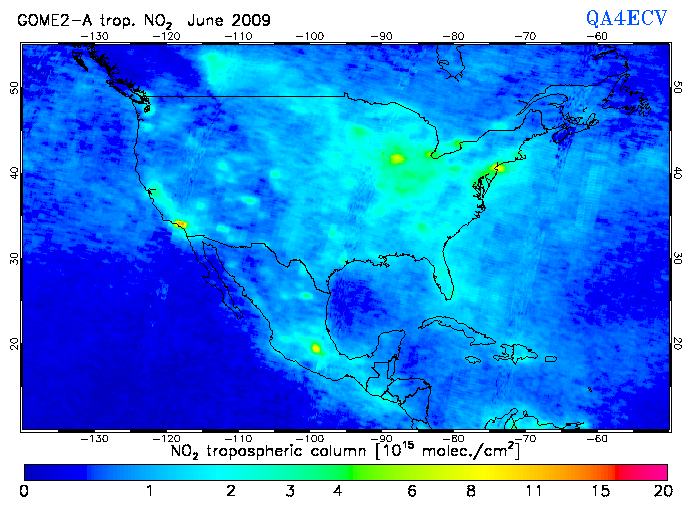 Regional Tropospheric NO2 of June 2009