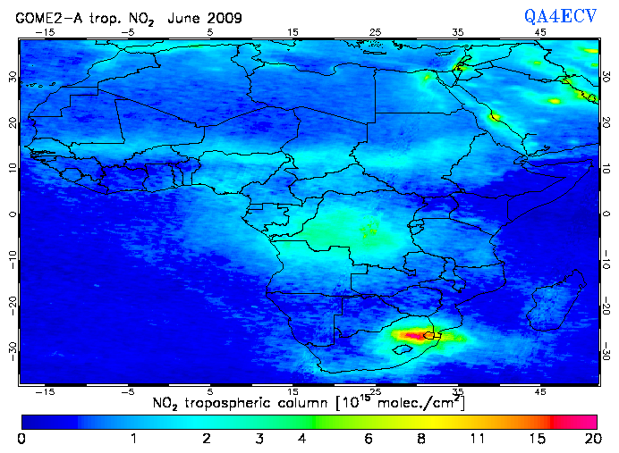 Regional Tropospheric NO2 of June 2009