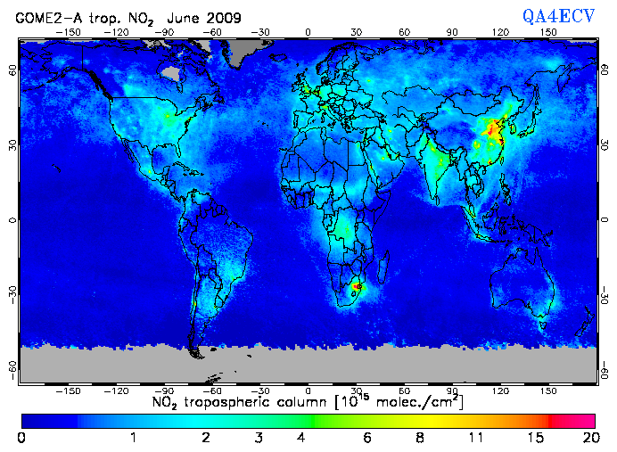 Regional Tropospheric NO2 of June 2009