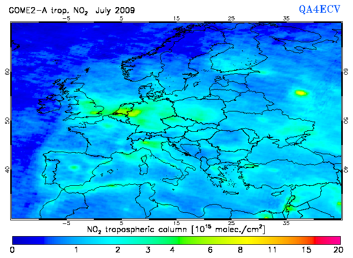 Regional Tropospheric NO2 of July 2009