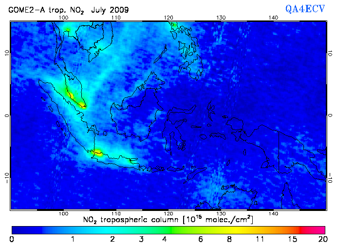 Regional Tropospheric NO2 of July 2009