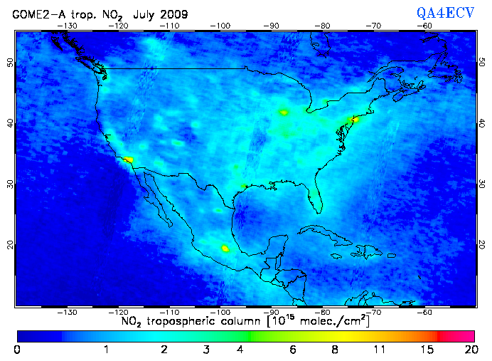 Regional Tropospheric NO2 of July 2009
