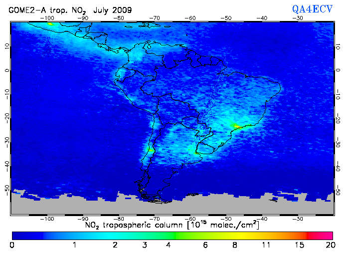 Regional Tropospheric NO2 of July 2009
