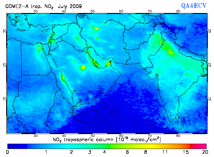Regional Tropospheric NO2 of July 2009