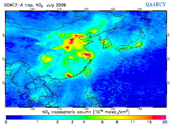 Regional Tropospheric NO2 of July 2009