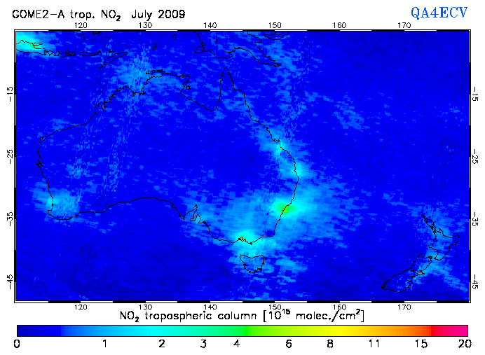 Regional Tropospheric NO2 of July 2009