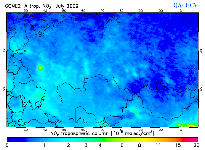 Regional Tropospheric NO2 of July 2009