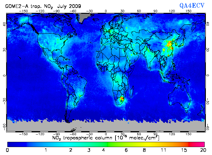 Regional Tropospheric NO2 of July 2009