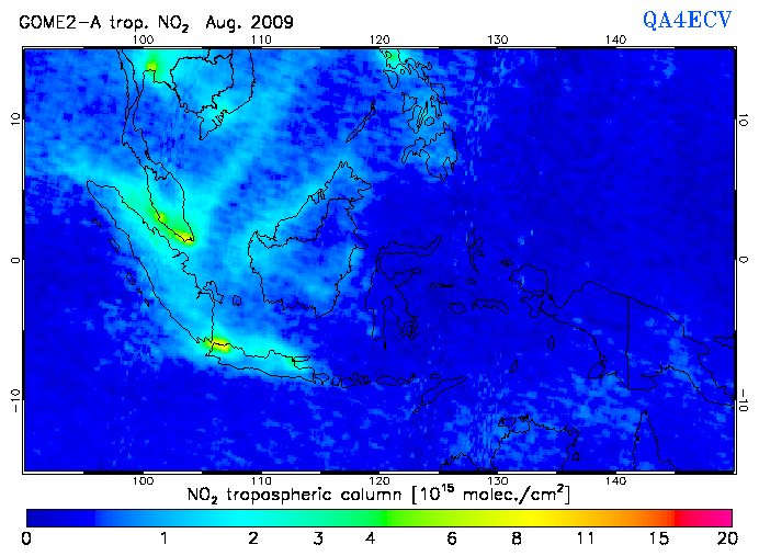 Regional Tropospheric NO2 of August 2009
